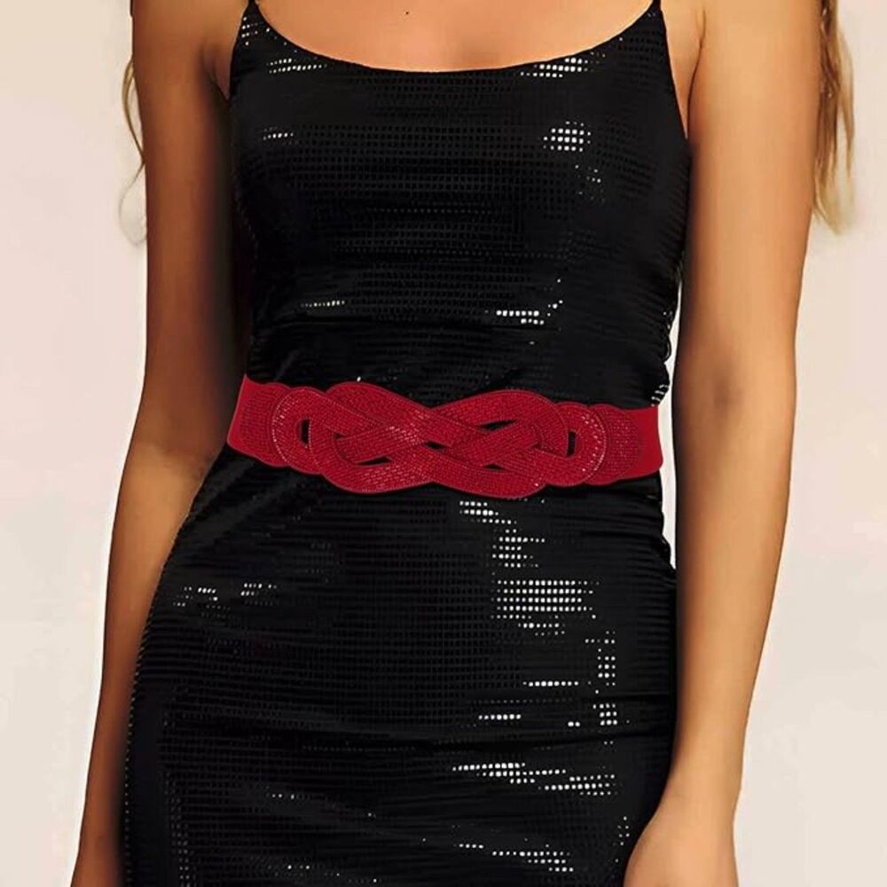 Wide Elastic Rhinestone Belt, 15F-196Belt001 - Picture 4 of 4